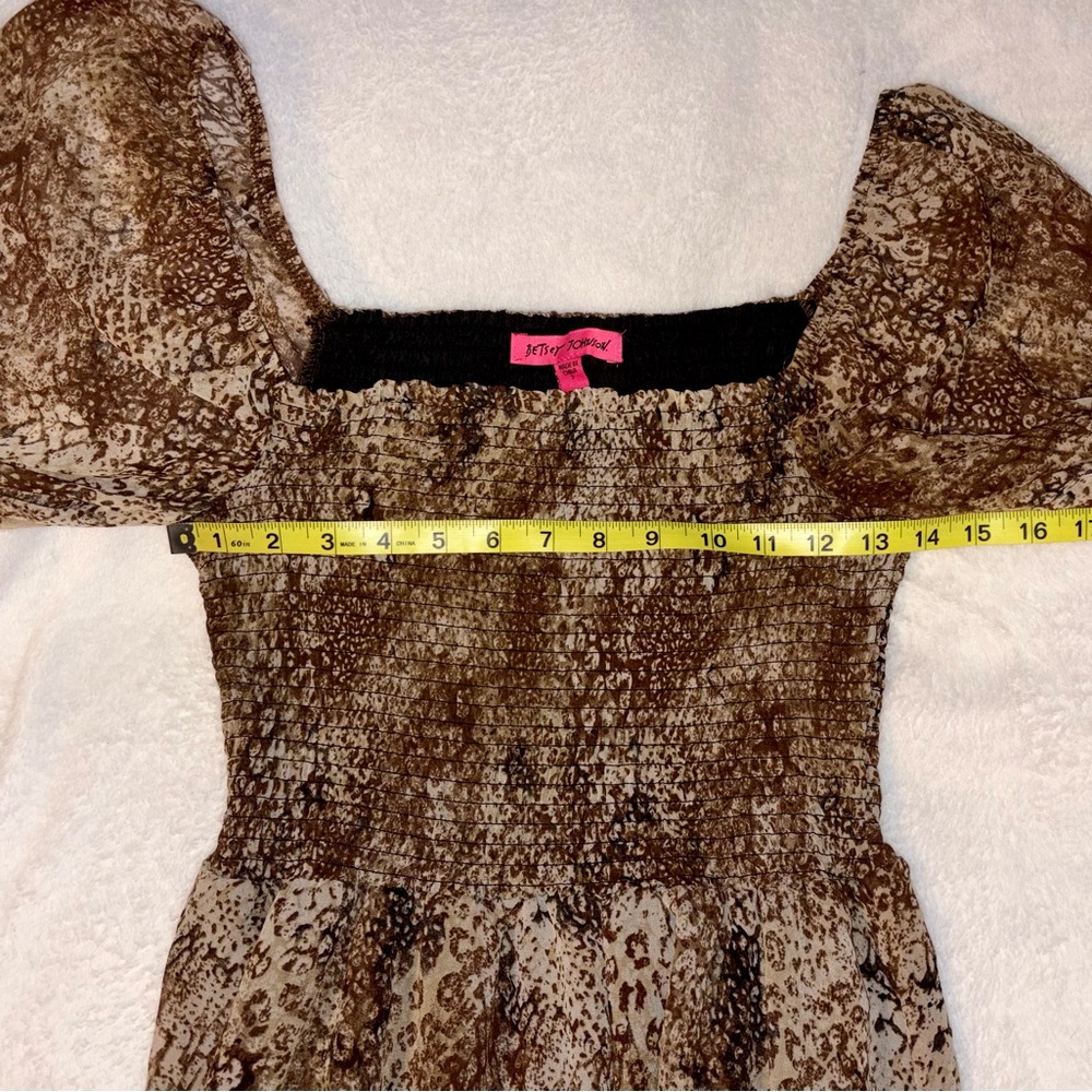 Betsey Johnson Smocked Chiffon Animal Print Dress sz s - Picture 6 of 11